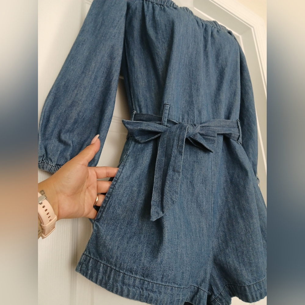 Free People Denim Blue Women's Romper - Picture 6 of 15